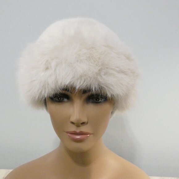 Elegant! Fabulous Fashionable Faux Fur Trim Hat Ivory/Winter-White Matching Trim main image 5